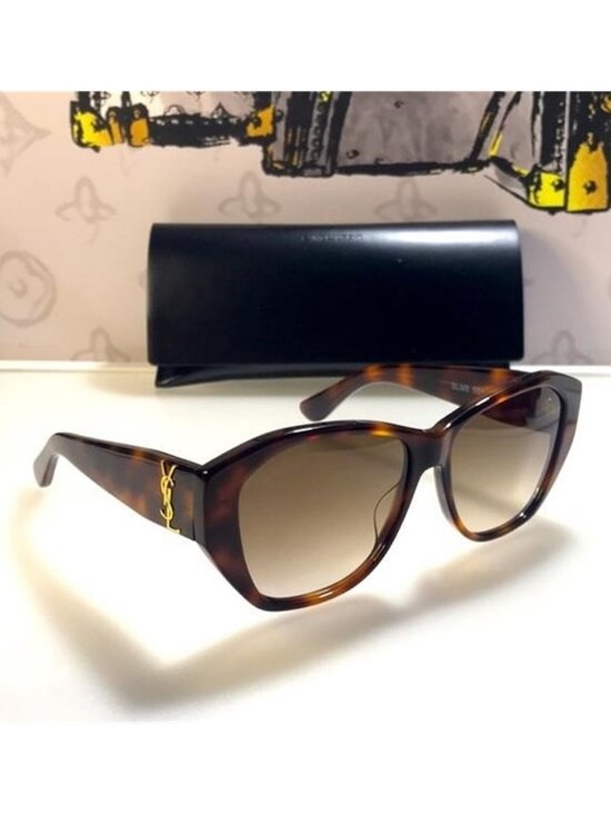 ?- New SAINT LAURENT SLM8 Cat Eye HAVANA Brown Frame/Grey Lenses Sunglasses main image 9